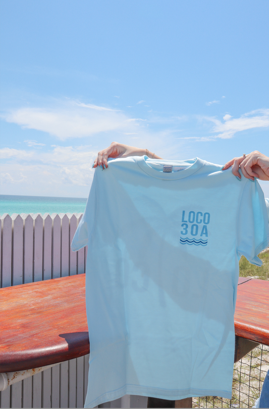 Loco 30A Wave and Palm Tee (Light Blue)