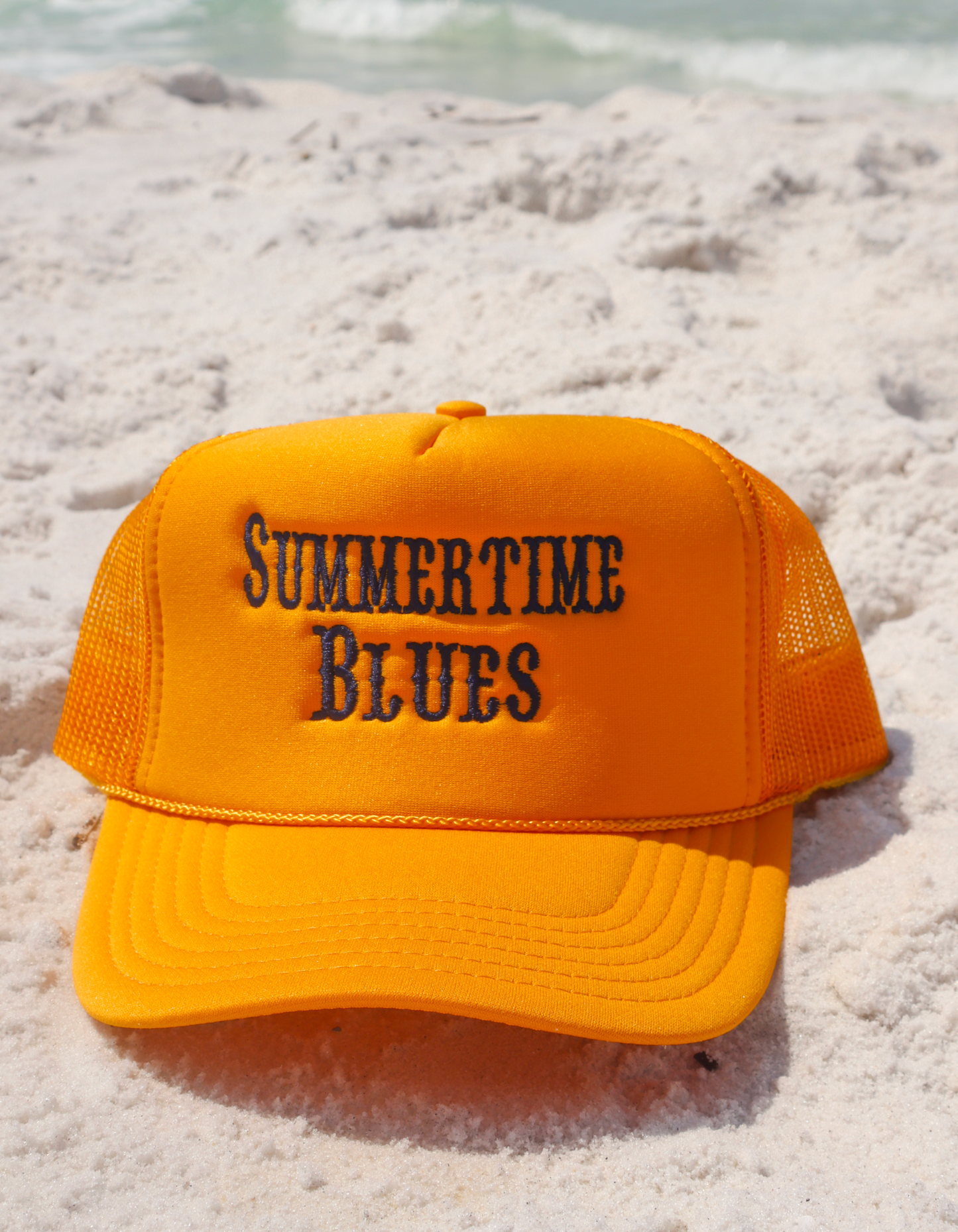 Summertime Blues Embroidered Hat - Yellow