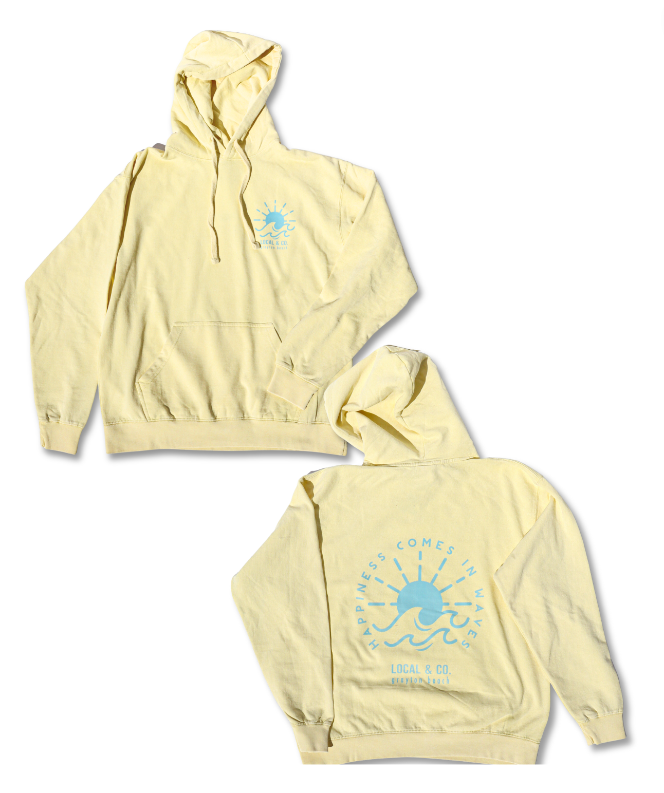Happiness Comes in Waves Hoodie - Yellow