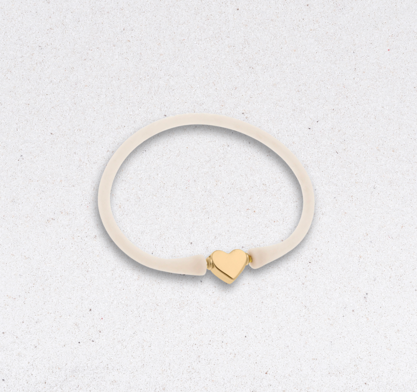 24K Gold Plated Bali Heart Bead Silicone Bracelet