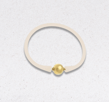 24K Gold Plated Bali Ball Bead Silicone Bracelet