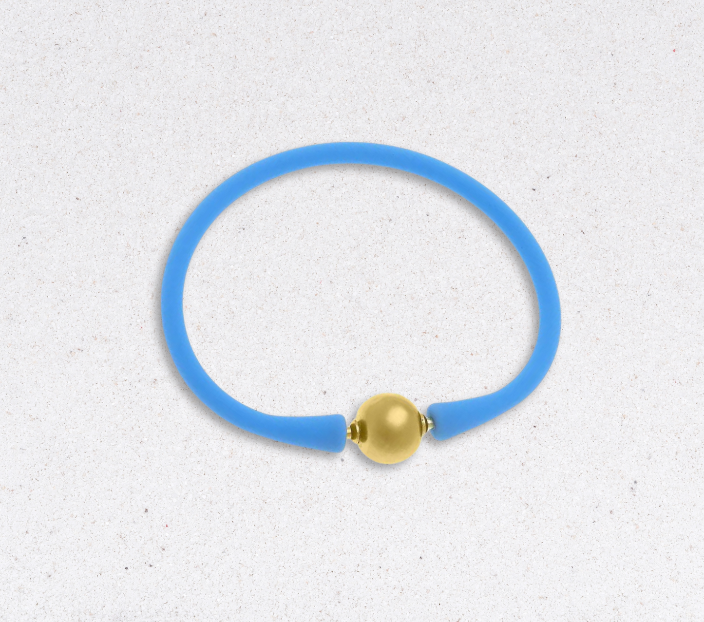 24K Gold Plated Bali Ball Bead Silicone Bracelet